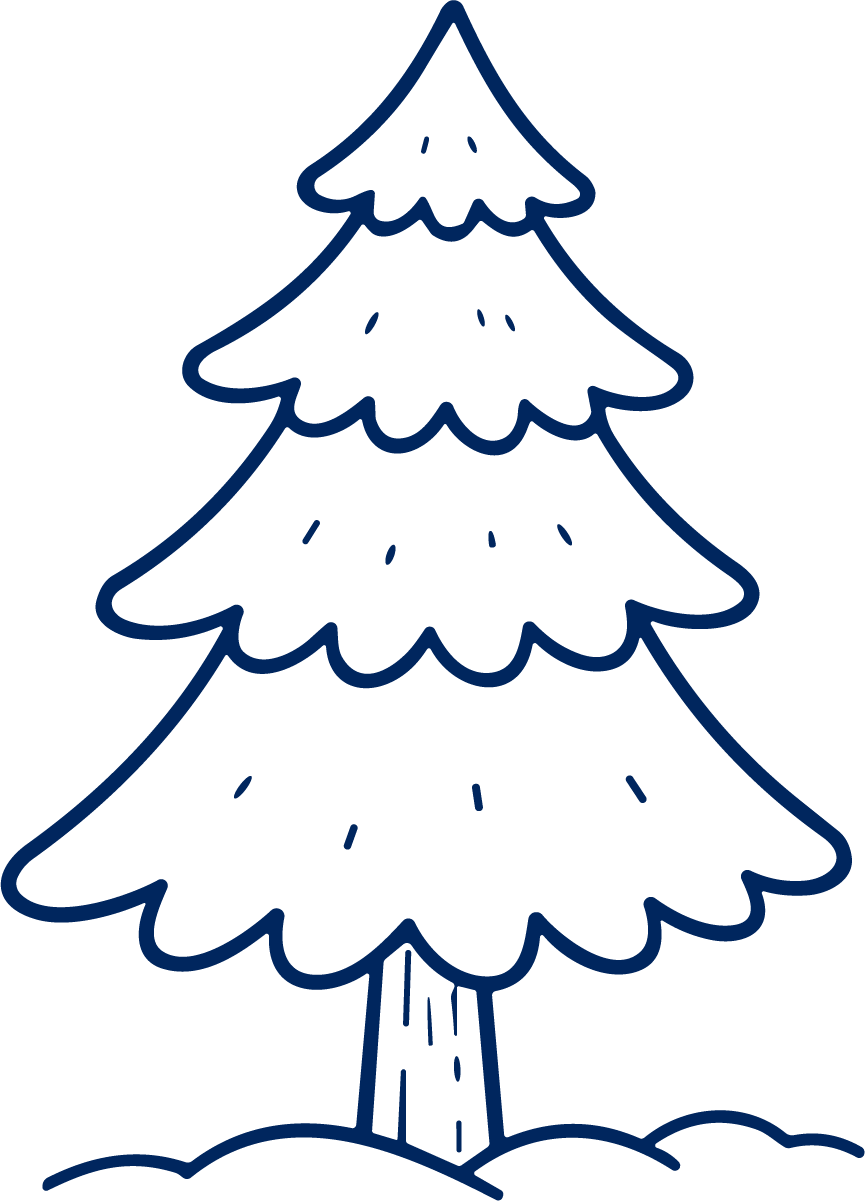 Pine Tree SVG Snowy Outline Vector - Image 1