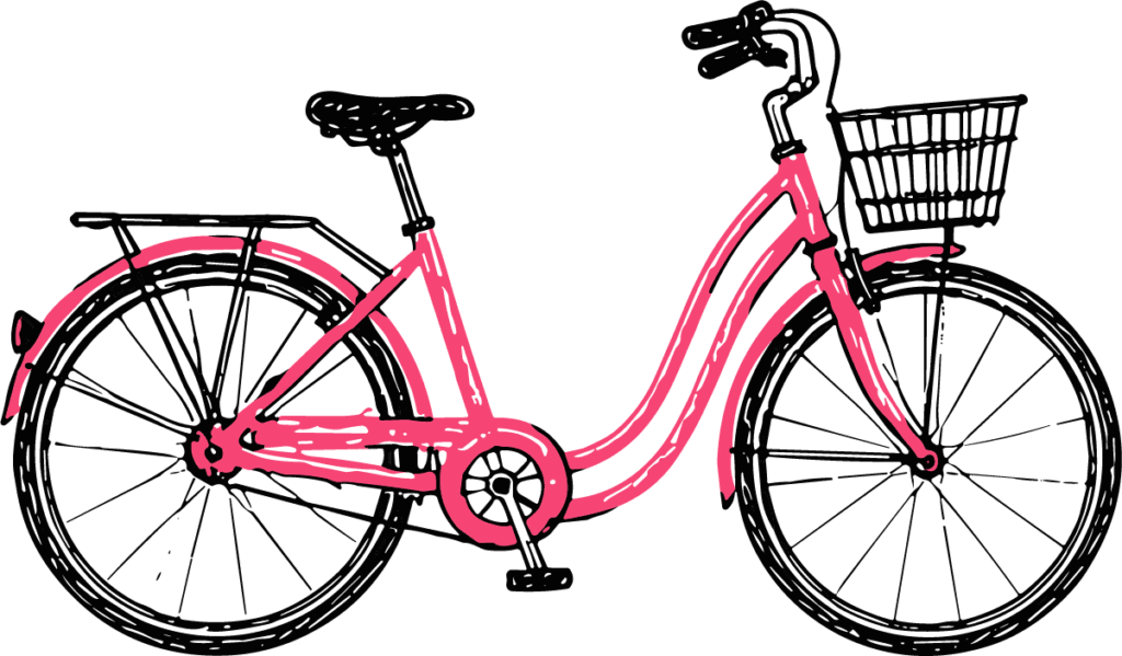 Pink Bicycle SVG Sketchy Line Art Vector