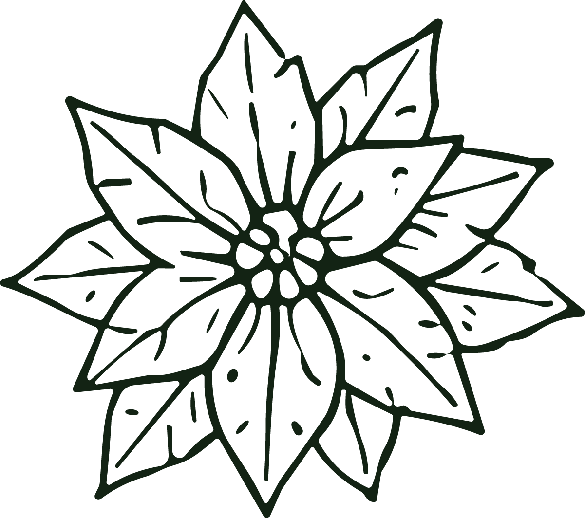 Poinsettia Flower SVG Bold Outline Vector - Image 1