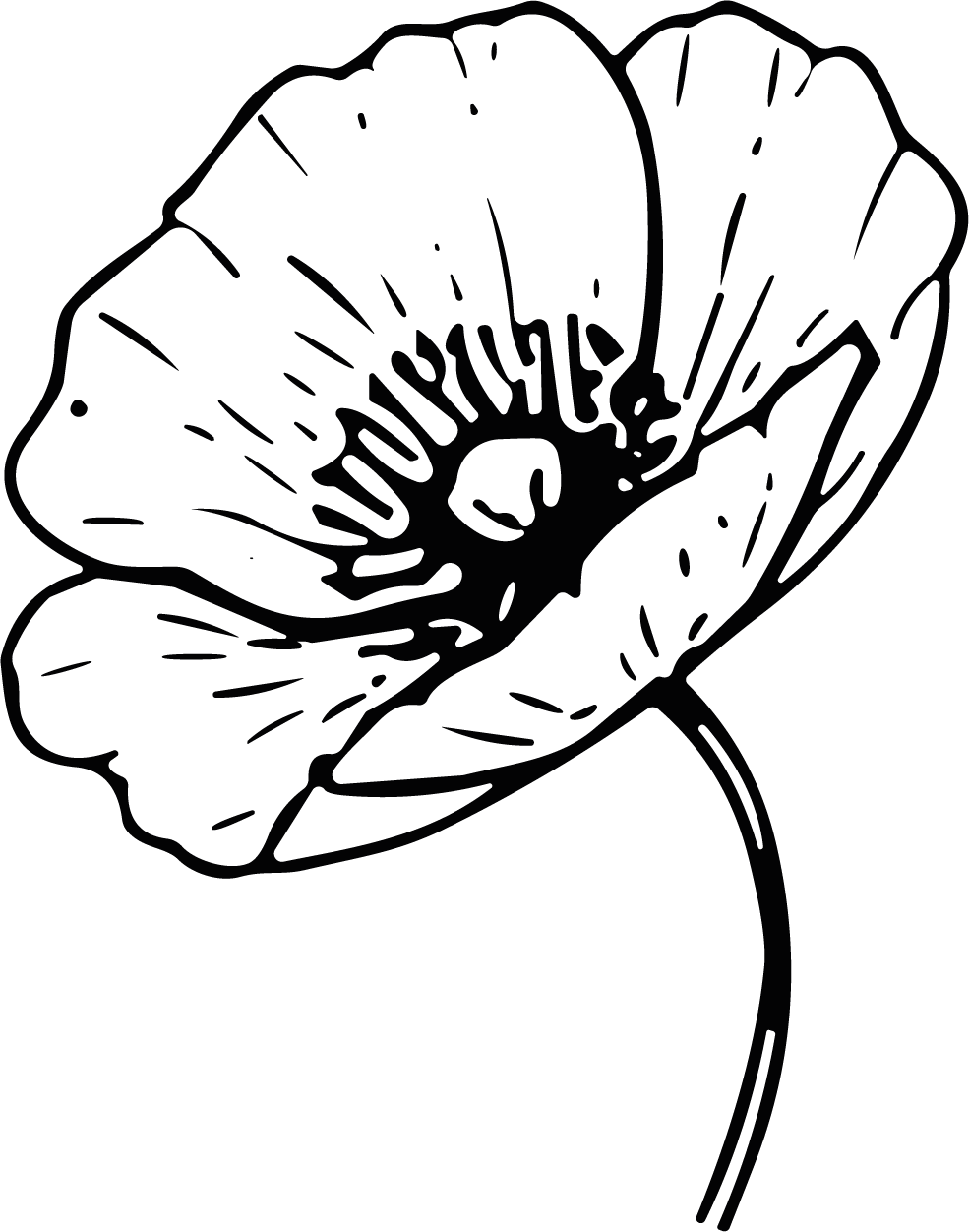 Poppy Flower SVG Bold Outline Vector - Image 1