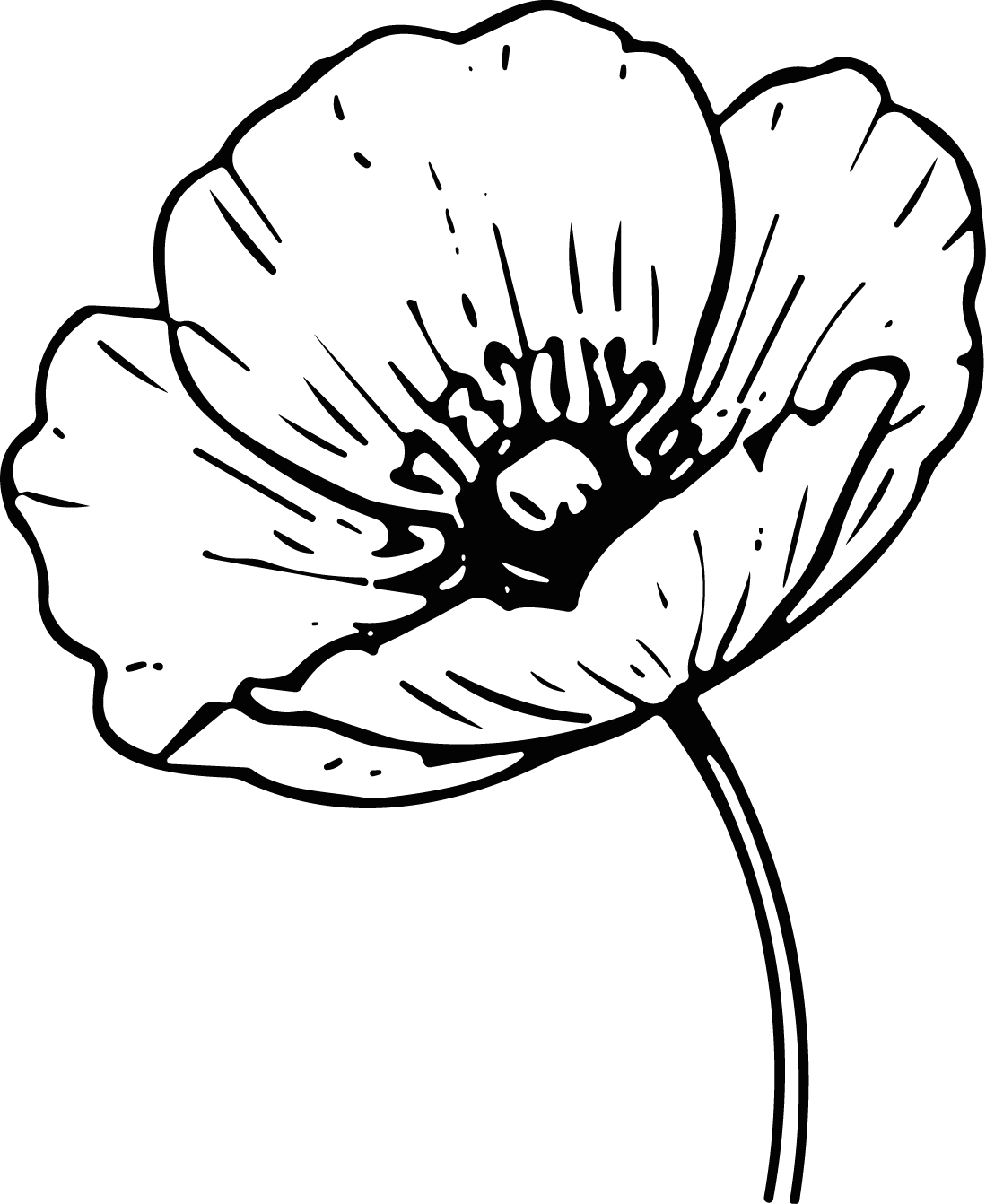 Poppy Flower SVG Bold Outline Vector - Image 1