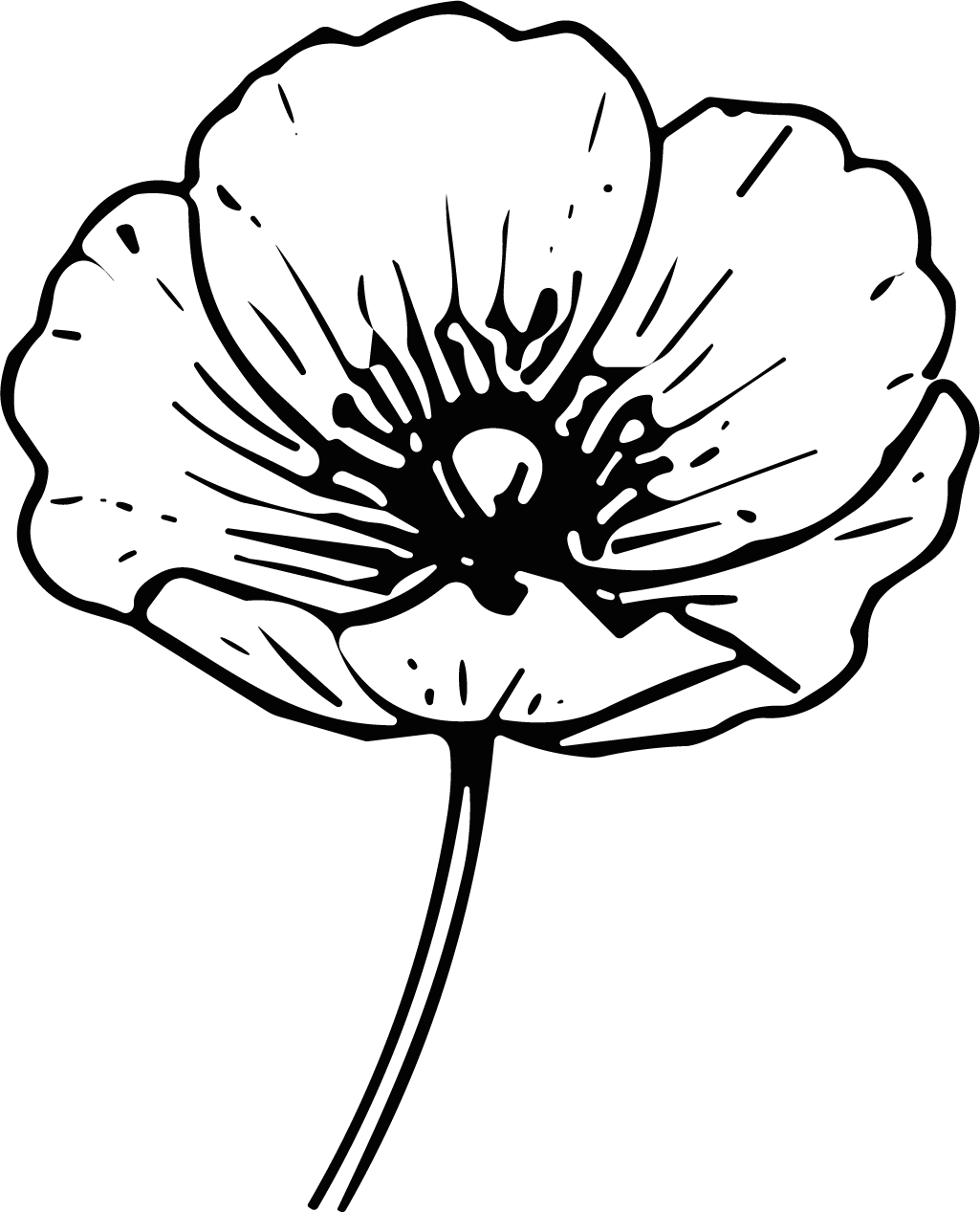 Poppy Flower SVG Bold Outline Vector - Image 1