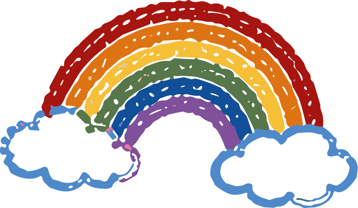Rainbow Clouds SVG Playful Doodle Vector - Image 1