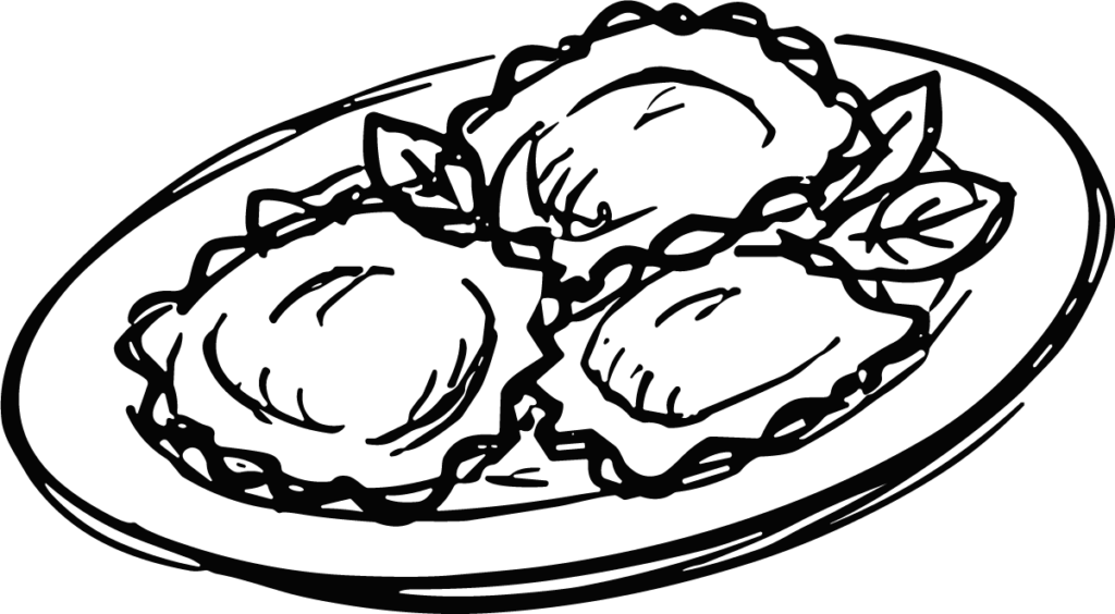 Ravioli Plate SVG Bold Outline Vector