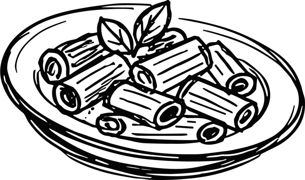 Rigatoni Pasta SVG Bold Outline Vector