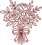 Rose Bouquet SVG Elegant Outline Vector