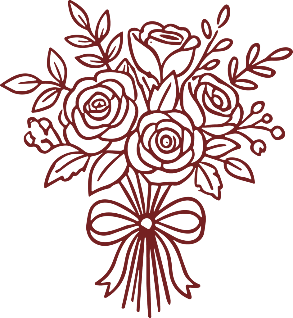 Rose Bouquet SVG Elegant Outline Vector