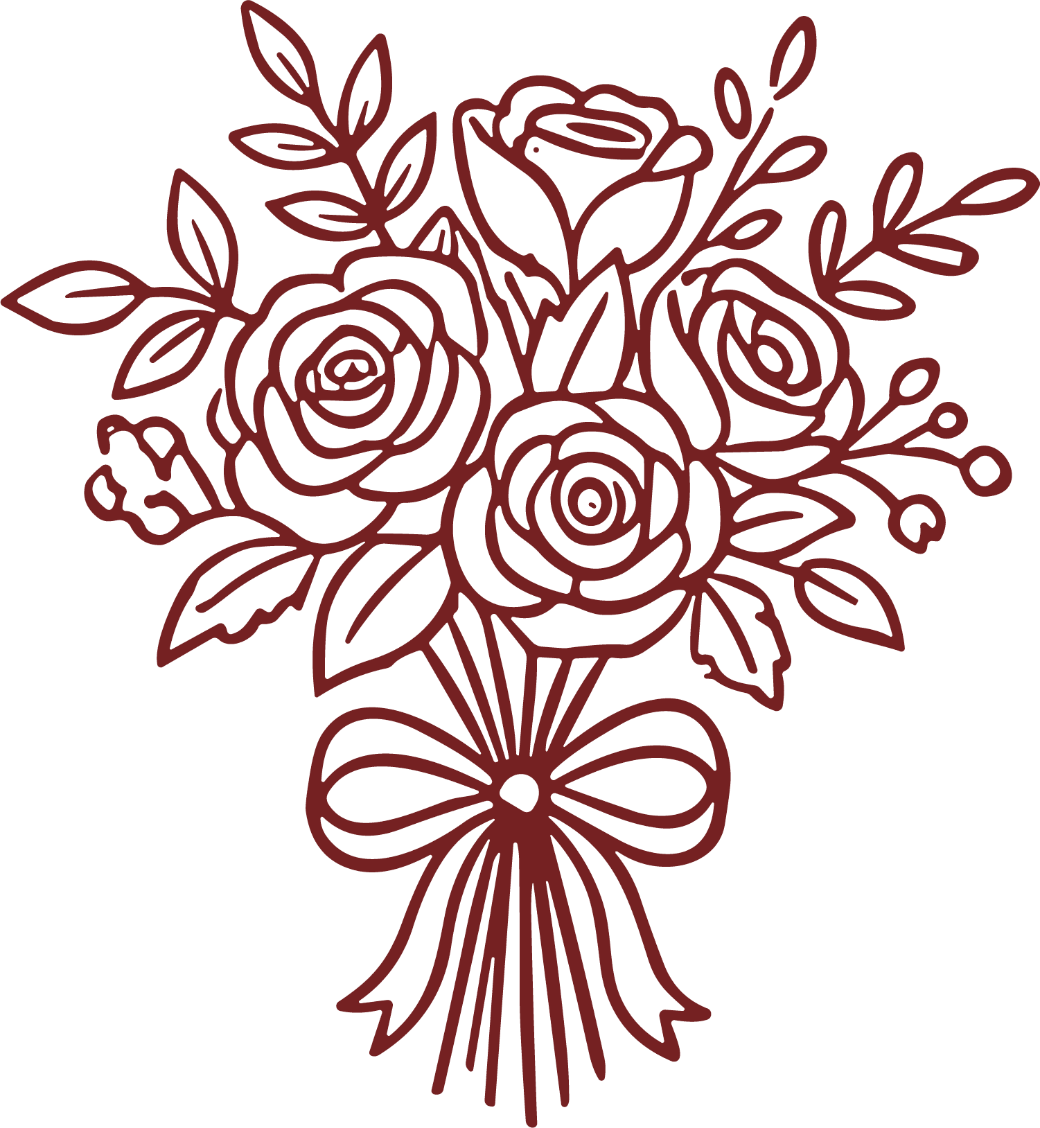 Rose Bouquet SVG Elegant Outline Vector - Image 1