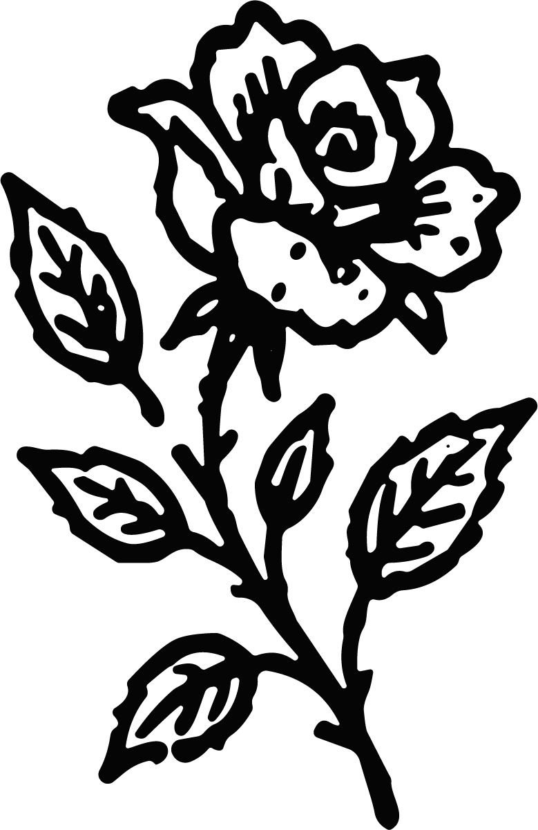 Rose Flower SVG Bold Woodcut Vector - Image 1