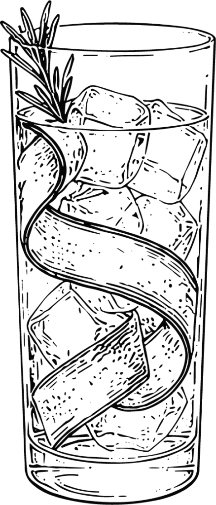 Rosemary Cocktail Detailed Line Sketch Vector