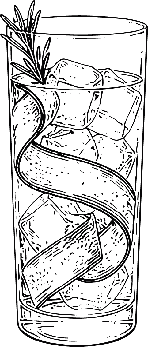 Rosemary Cocktail Detailed Line Sketch Vector - Image 1