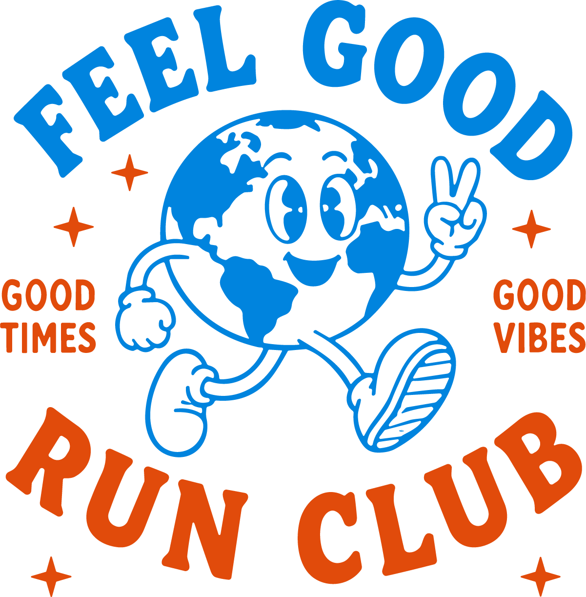 Running Earth Character SVG Retro Run Club Vector - Image 1