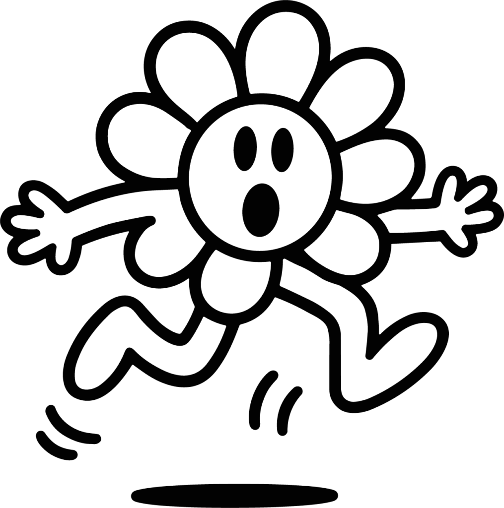 Running Flower Character SVG Playful Bold Outline Vector