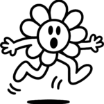 Running Flower Character SVG Playful Bold Outline Vector