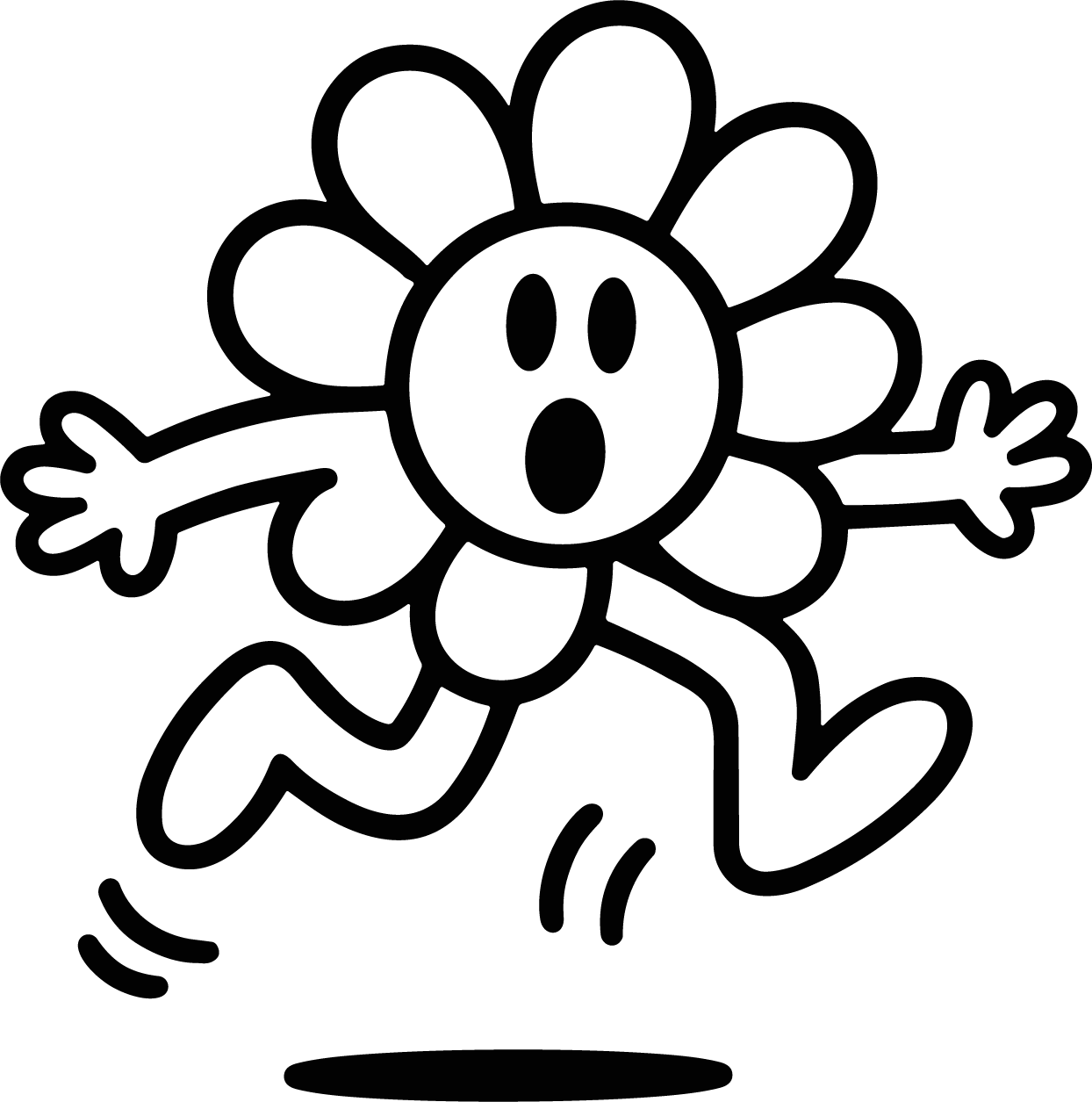 Running Flower Character SVG Playful Bold Outline Vector - Image 1