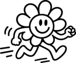Running Flower Character SVG Cheerful Bold Outline Vector