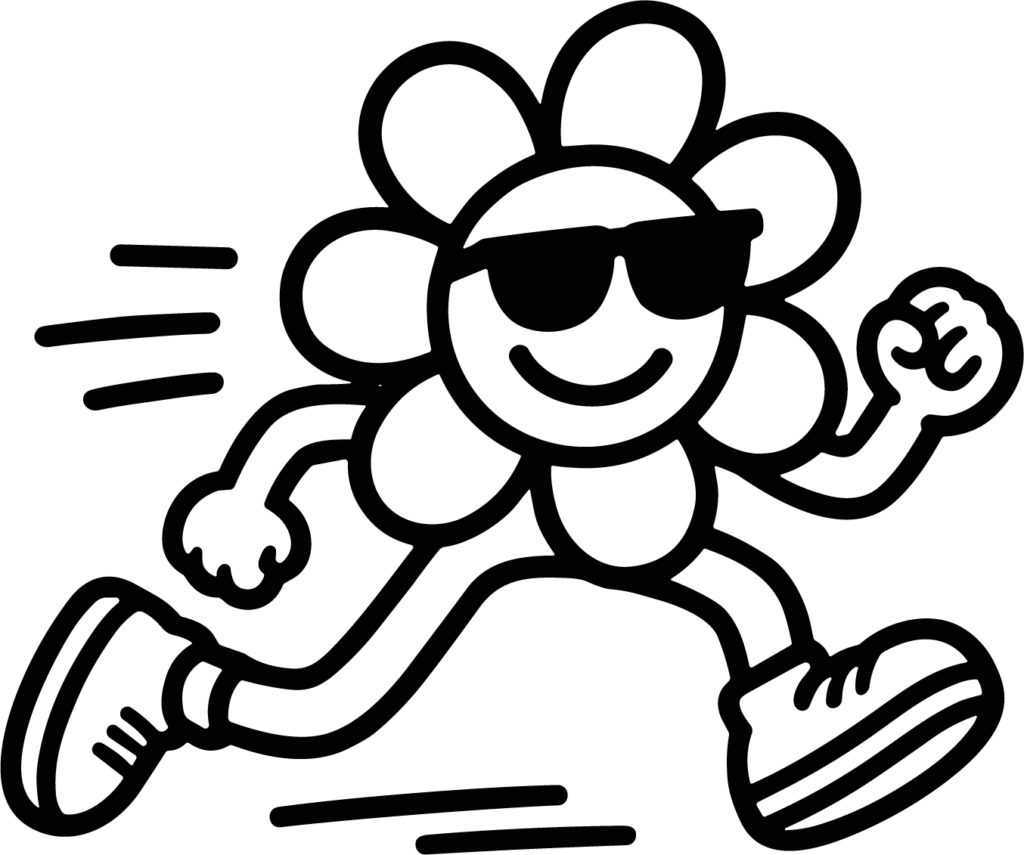 Running Flower Character SVG Cool Speedy Vector