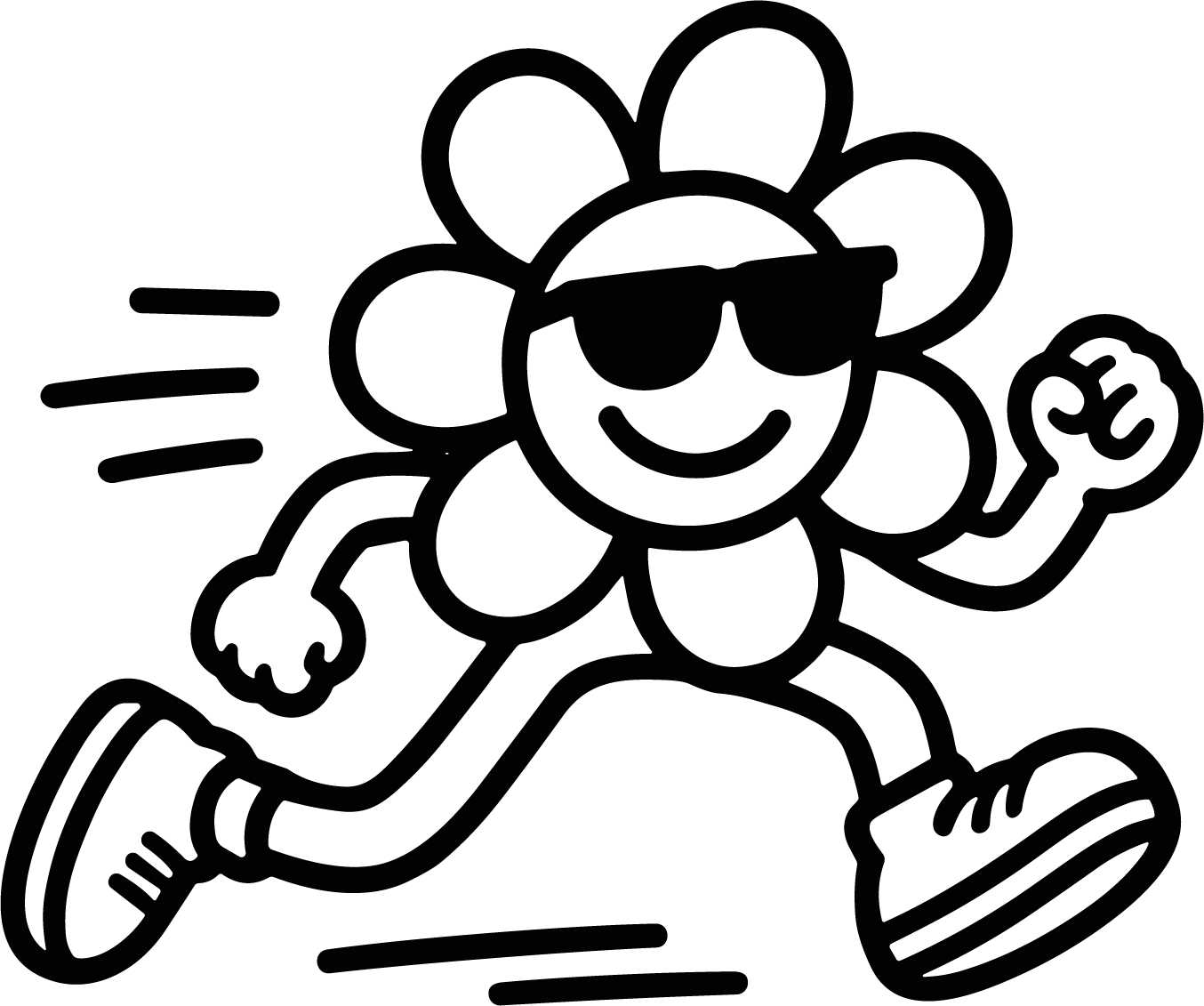 Running Flower Character SVG Cool Speedy Vector - Image 1
