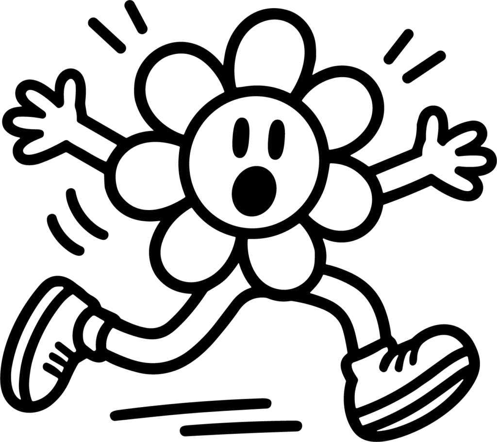 Running Flower Character SVG Startled Sprint Vector