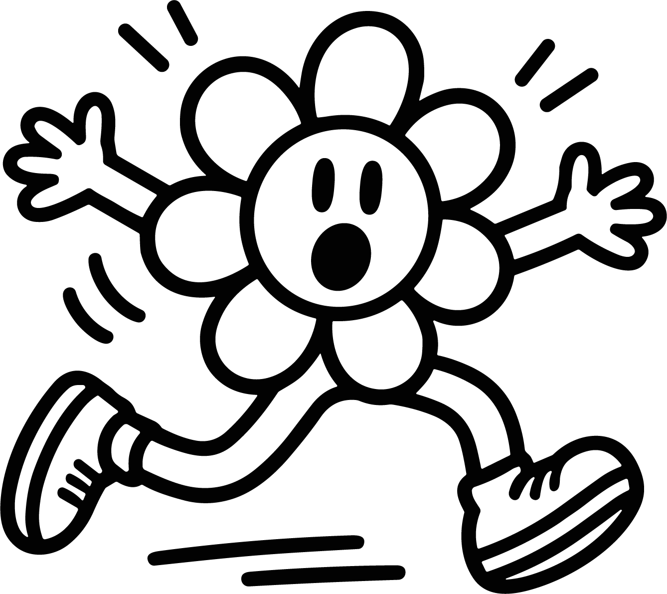Running Flower Character SVG Startled Sprint Vector - Image 1