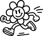 Running Flower Character SVG Bold Outline Vector