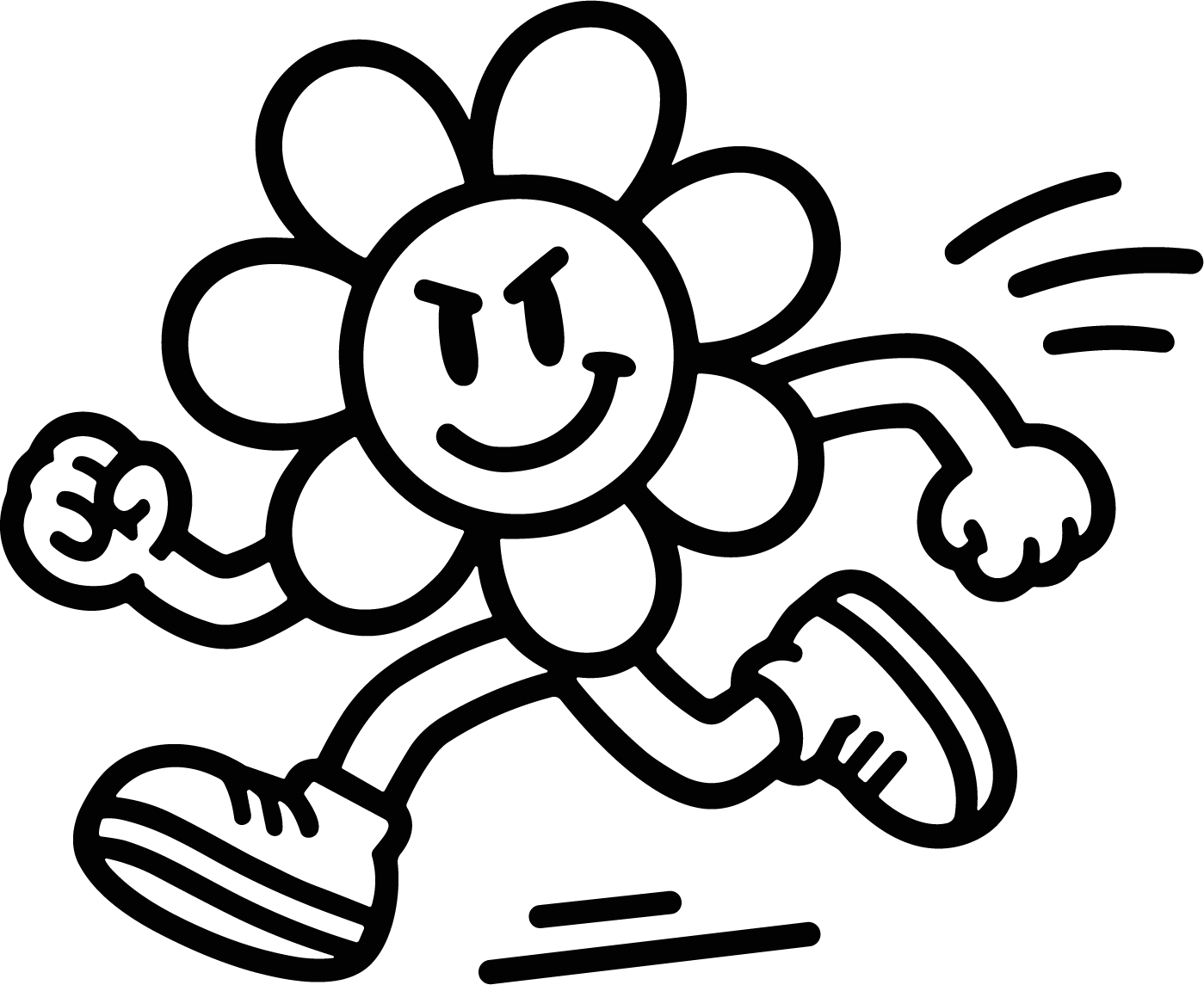 Running Flower Character SVG Bold Outline Vector - Image 1