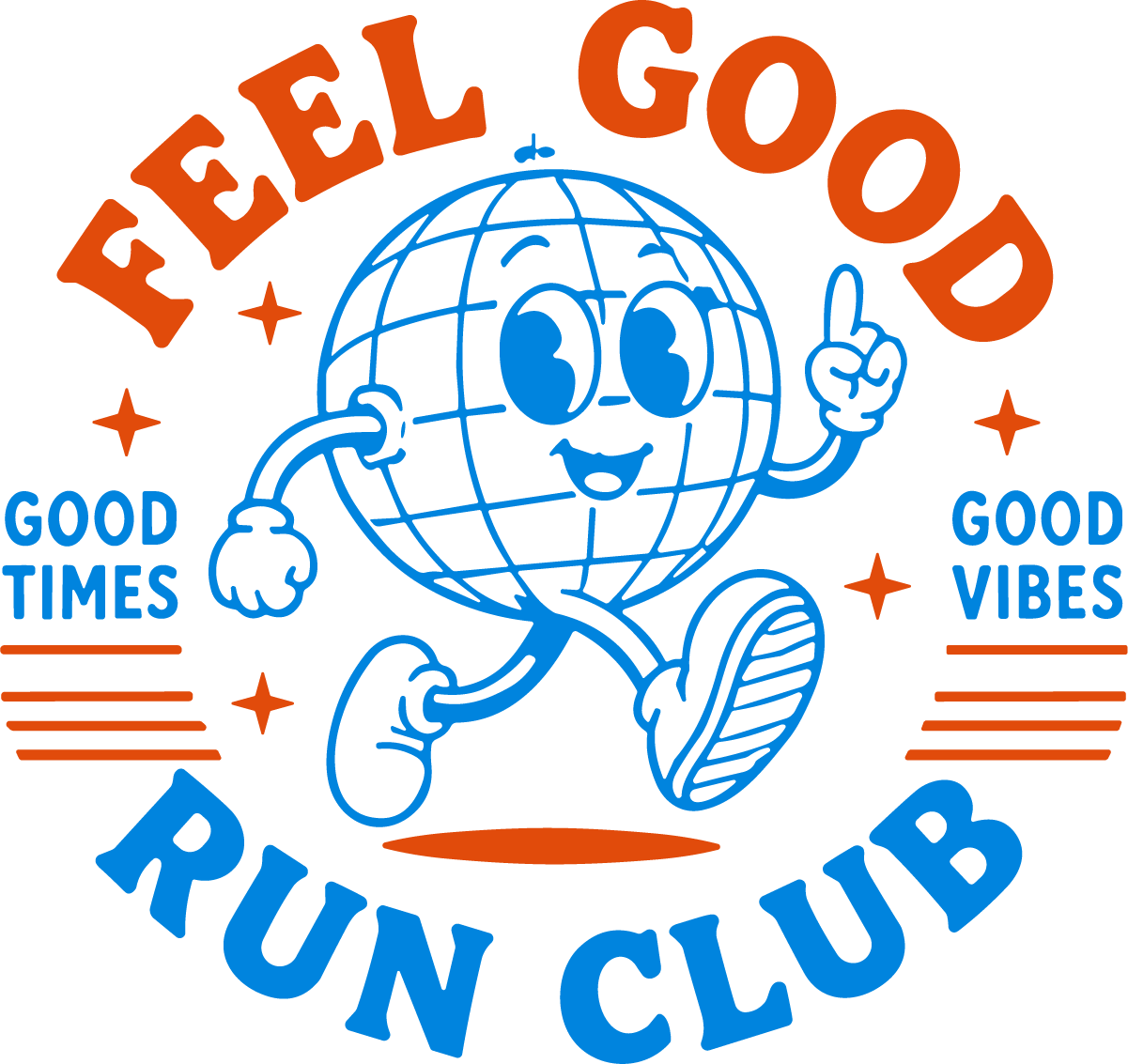 Running Globe Mascot SVG Retro Badge Vector - Image 1