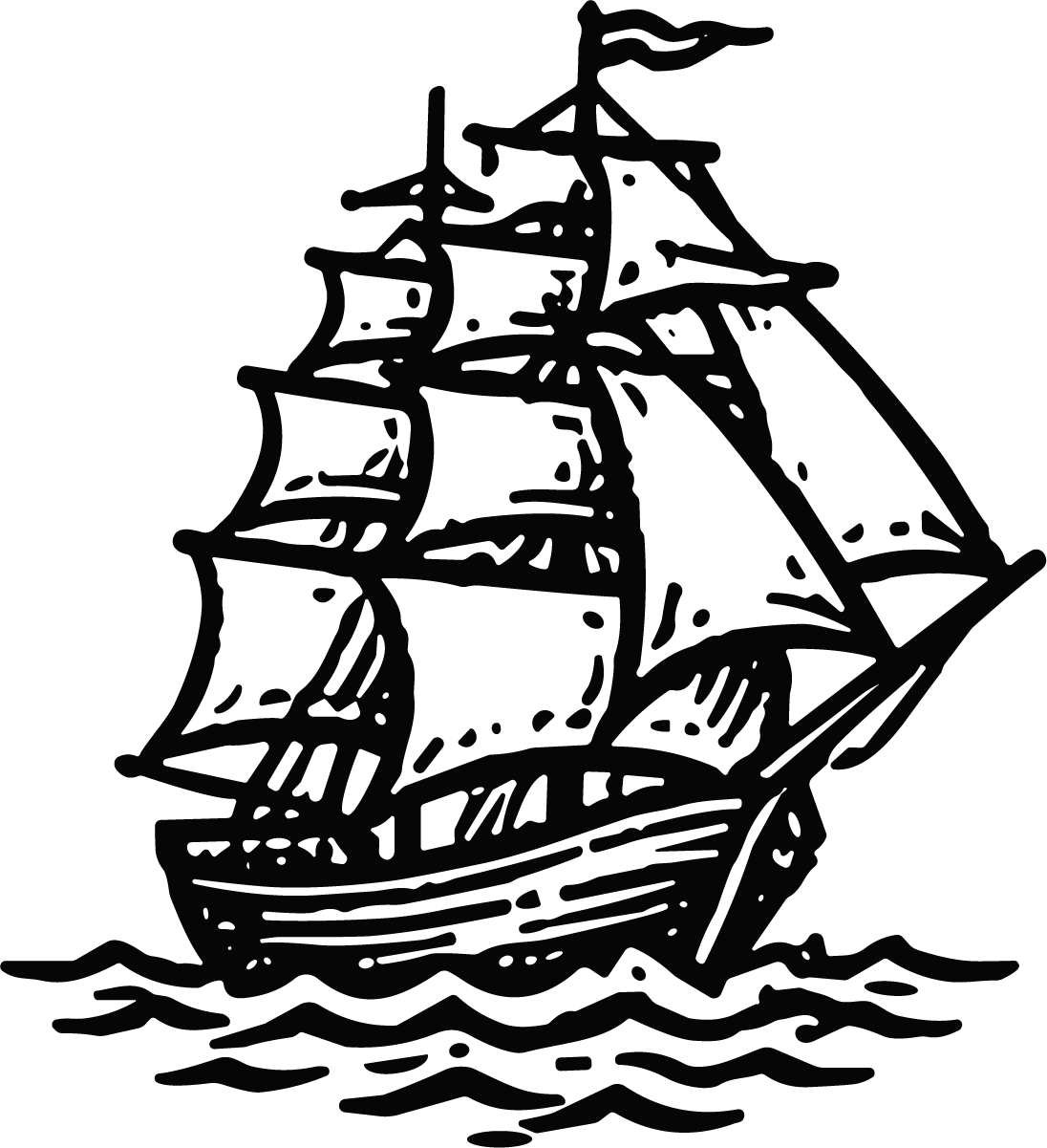 Sailing Ship SVG Vintage Nautical Sketch Vector - Image 1
