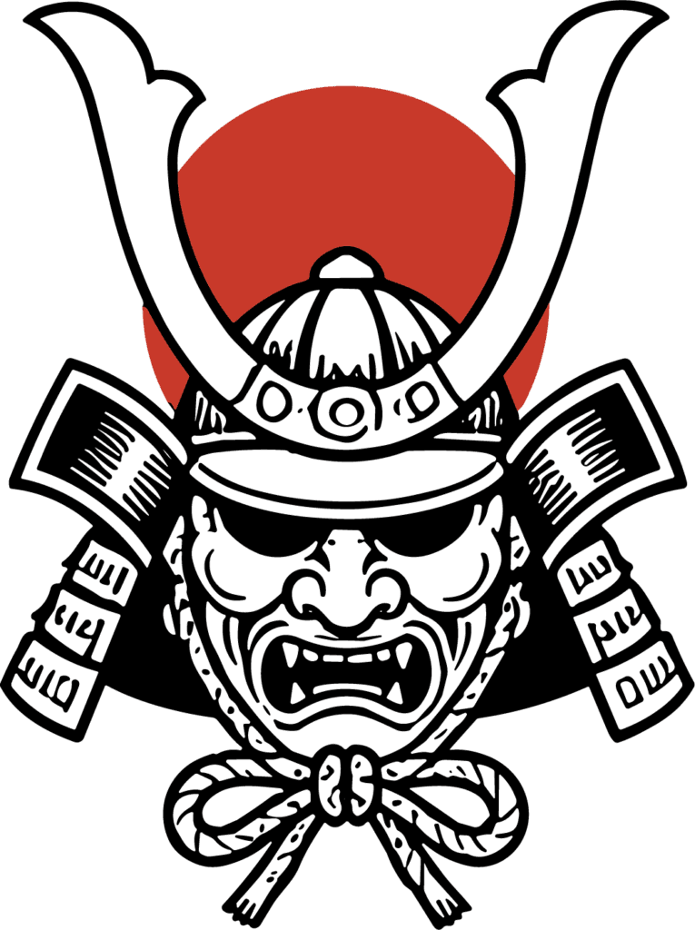 Samurai Mask Helmet SVG Fierce Warrior Vector