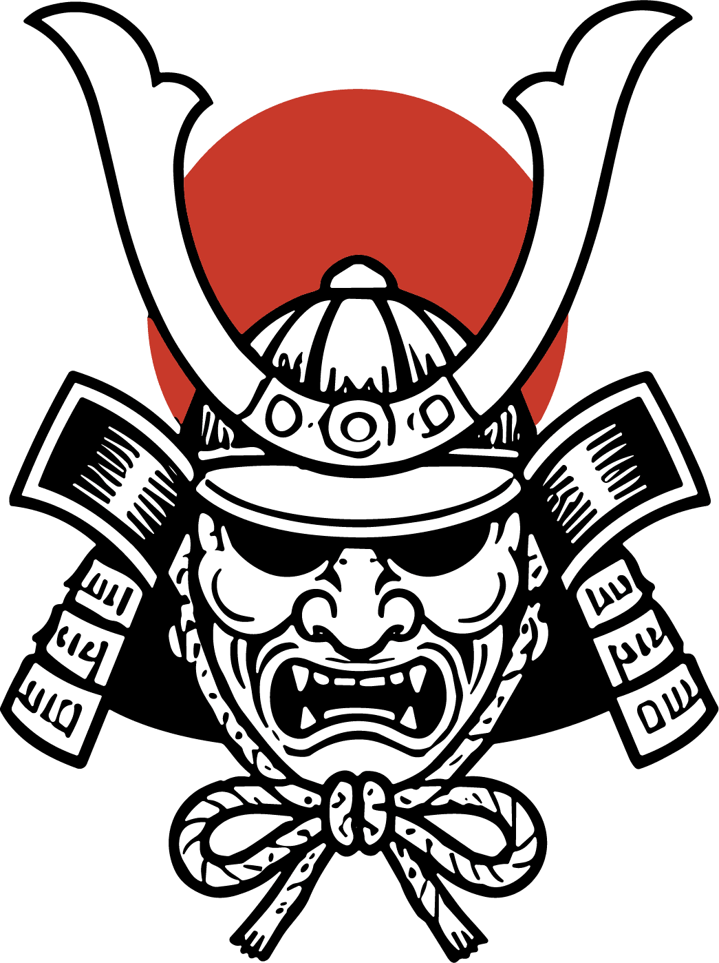Samurai Mask Helmet SVG Fierce Warrior Vector - Image 1