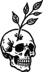 Skull With Sprouting Plant SVG Bold Blackwork Vector