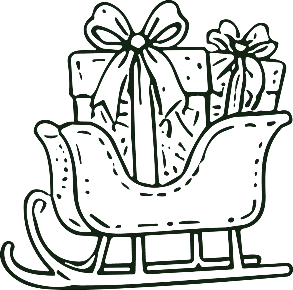 Sleigh With Gifts SVG Festive Outline Vector