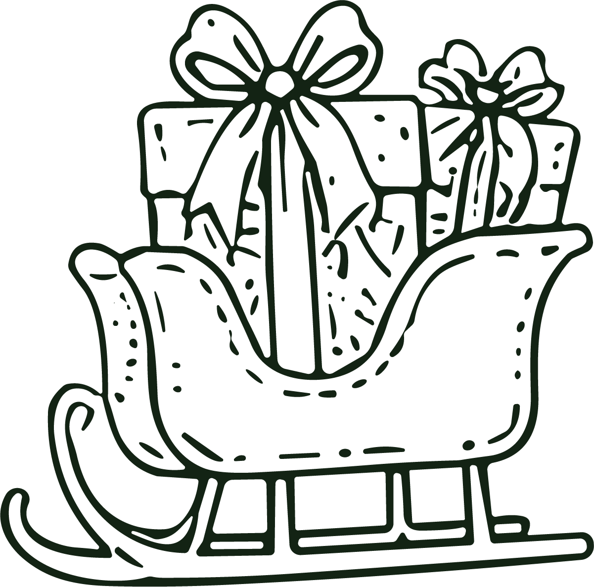 Sleigh With Gifts SVG Festive Outline Vector - Image 1
