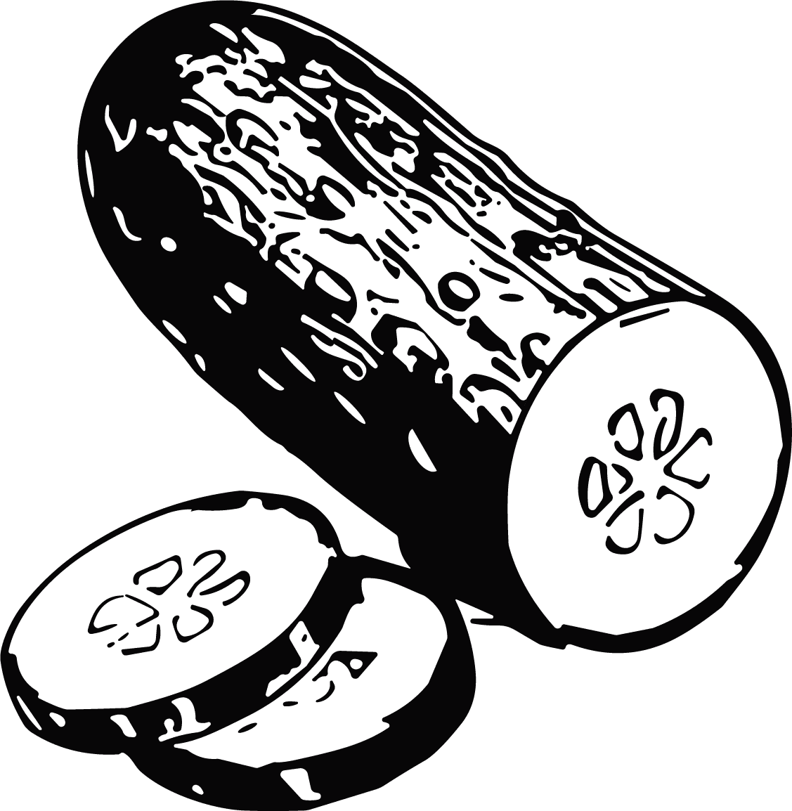 Sliced Cucumber Bold Black Outline Vector - Image 1