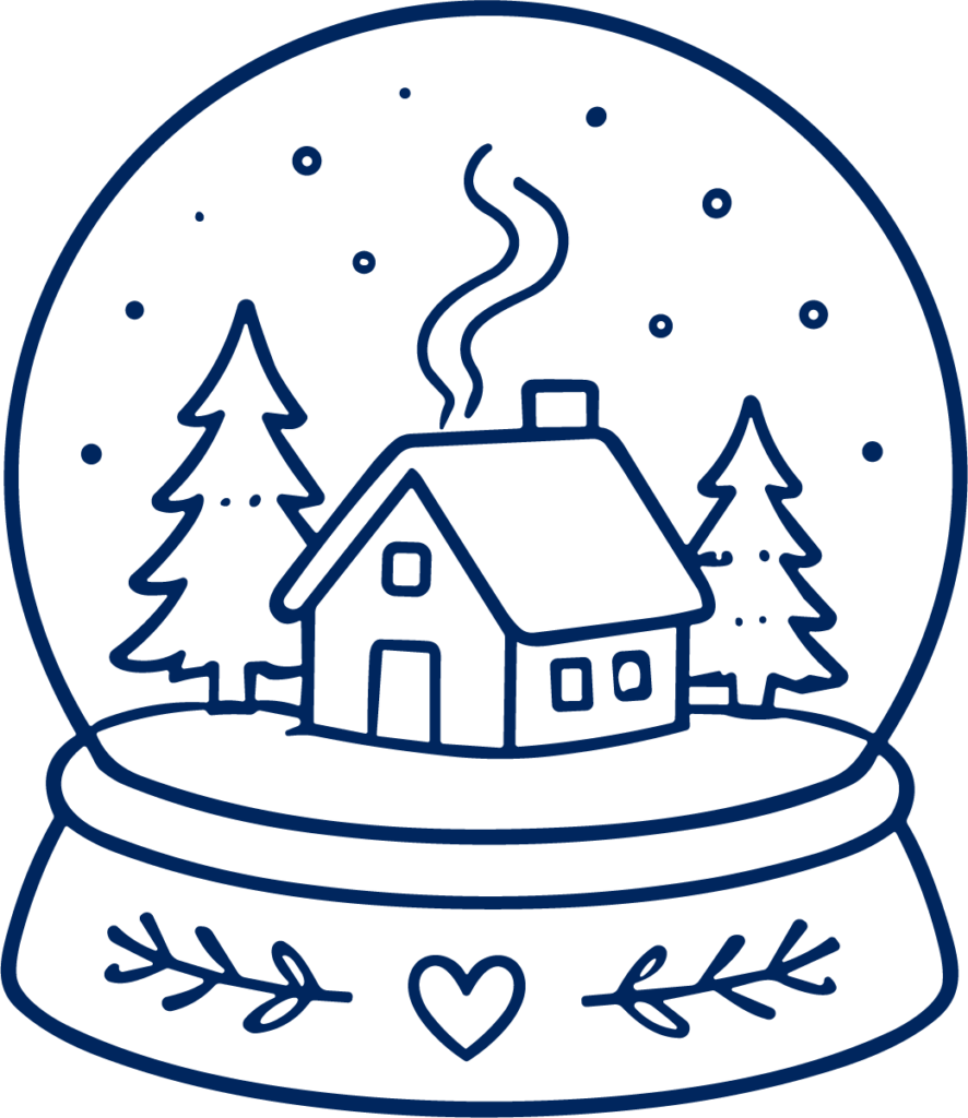 Snow Globe Cabin SVG Cozy Winter Scene Vector