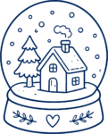 Snow Globe Cottage SVG Cozy Winter Scene Vector