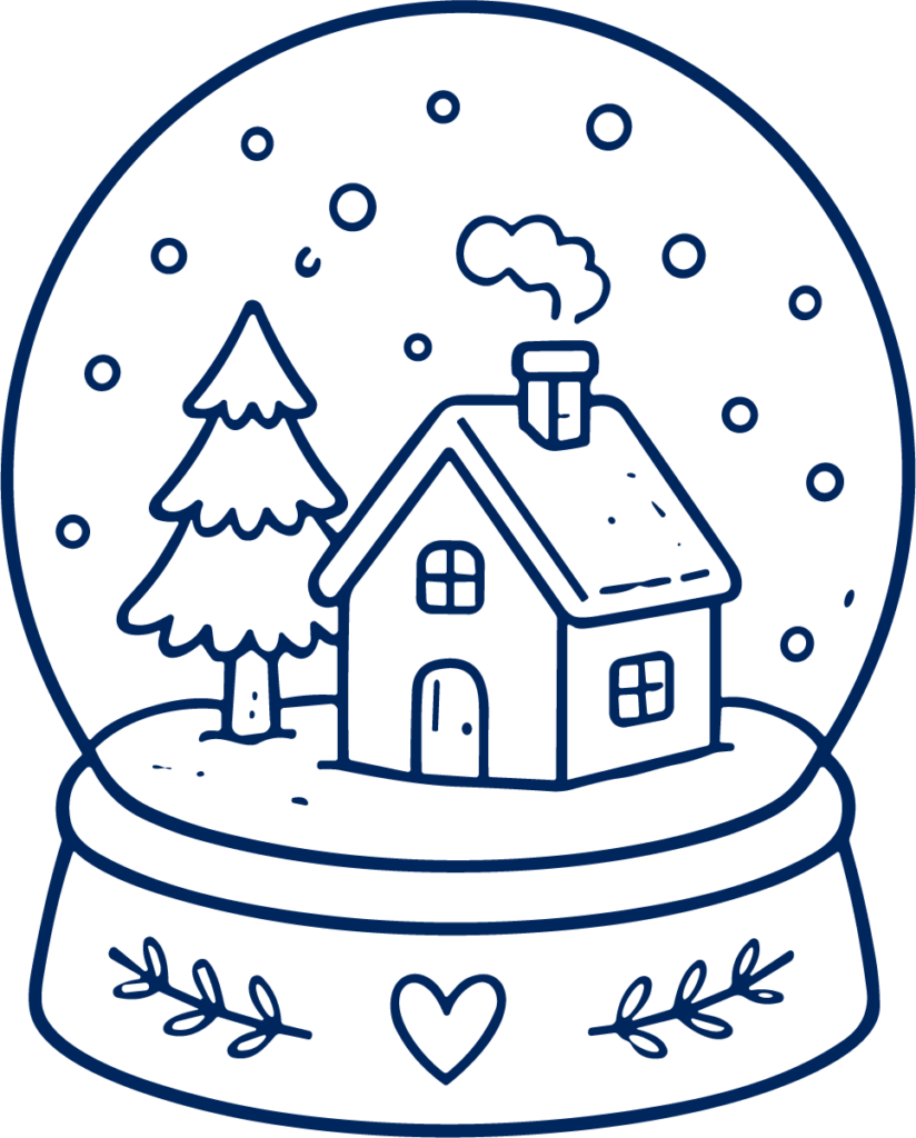 Snow Globe Cottage SVG Cozy Winter Scene Vector