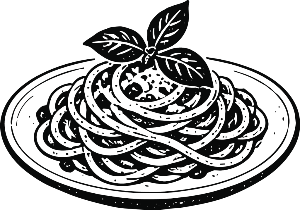 Spaghetti Plate SVG Bold Ink Illustration Vector
