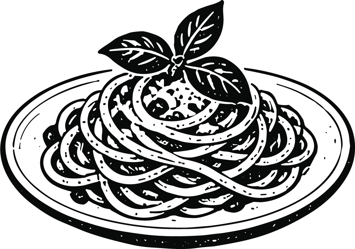 Spaghetti Plate SVG Bold Ink Illustration Vector - Image 1