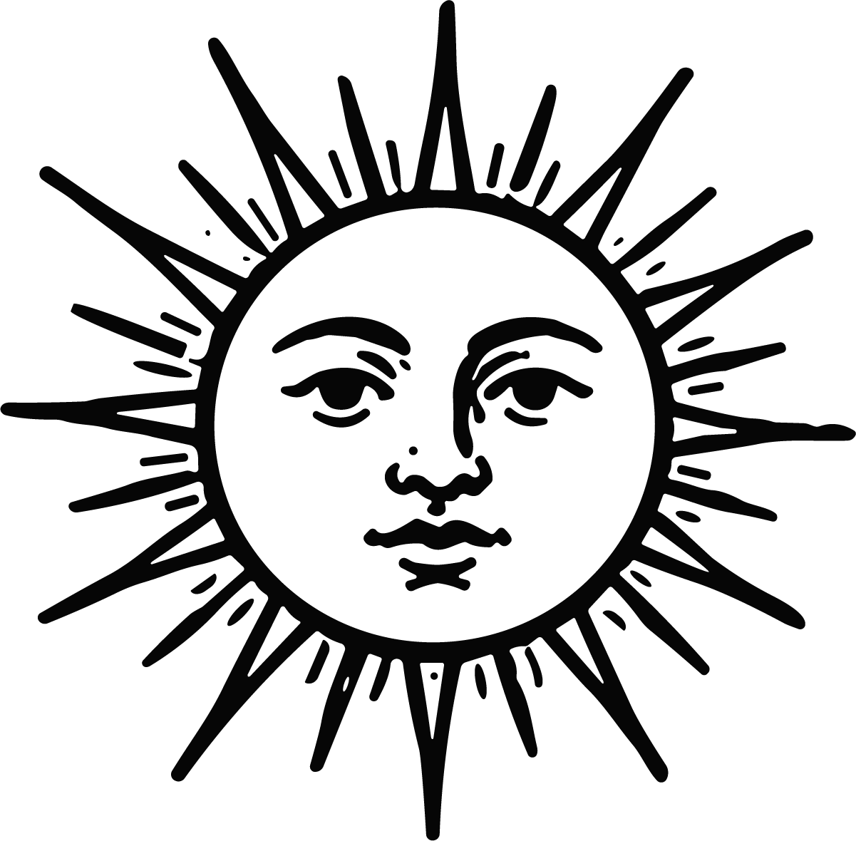 Sun Face SVG Vintage Celestial Vector - Image 1