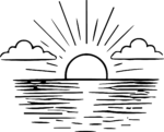 Sunset Over Ocean SVG Radiant Horizon Vector