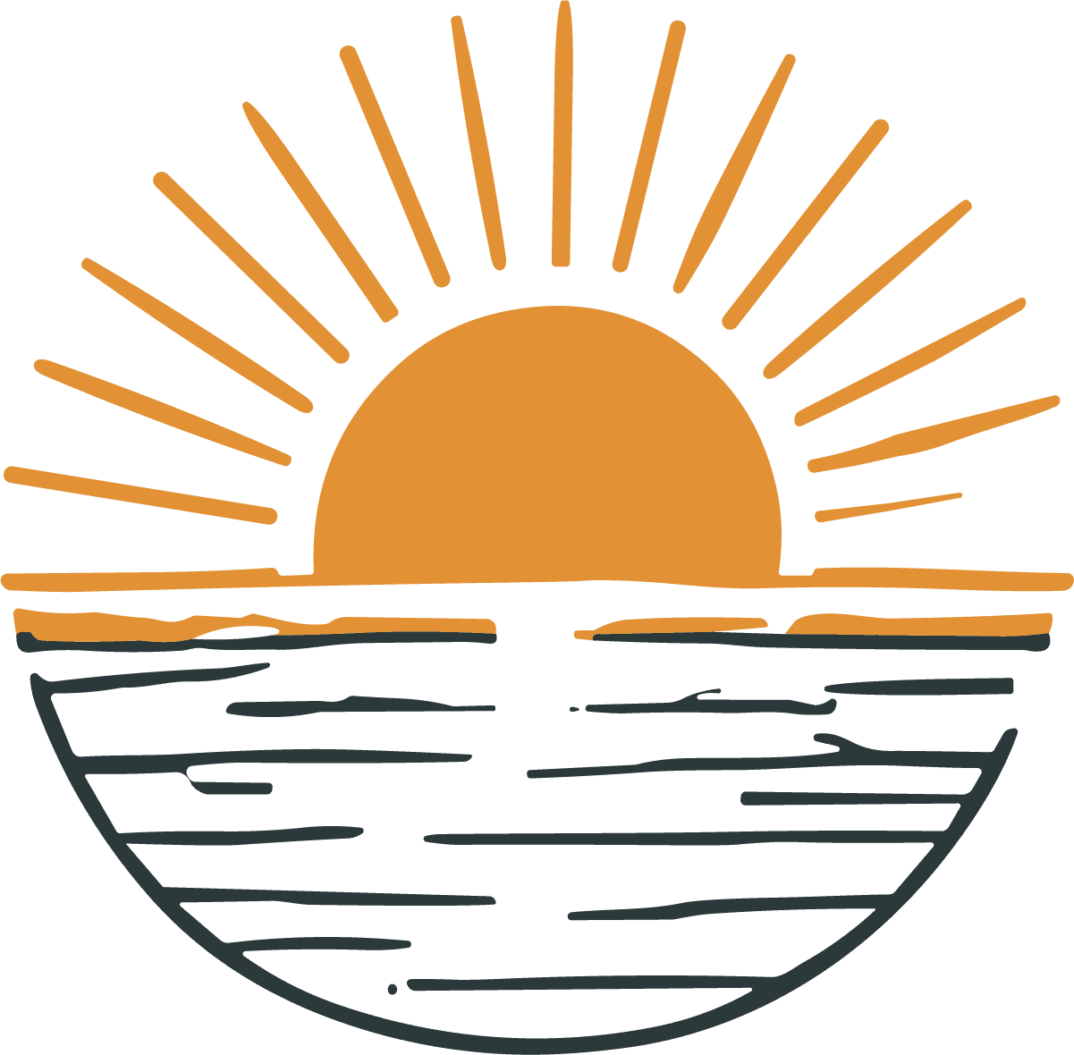 Sunset Over Ocean SVG Radiant Line Art Vector - Image 1