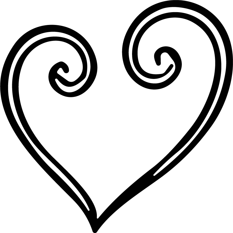 Swirl Heart SVG Curled Outline Vector