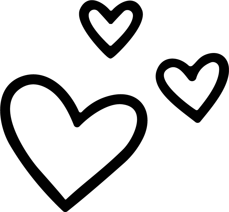 Three Hearts SVG Playful Sketch Vector