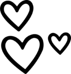 Three Hearts SVG Bold Outline Vector