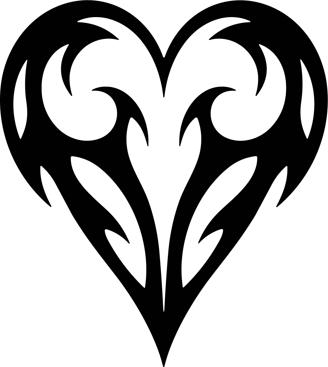 Tribal Heart SVG Flame Swirl Vector - Image 1