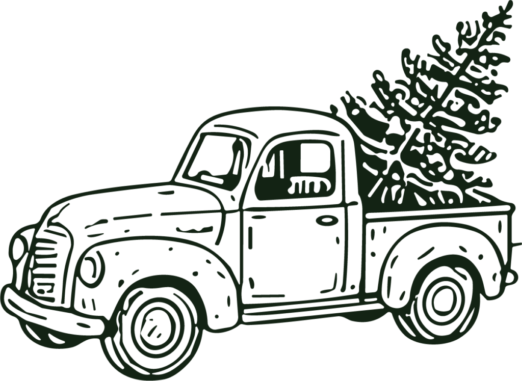 Vintage Truck with Tree SVG Rustic Holiday Vector