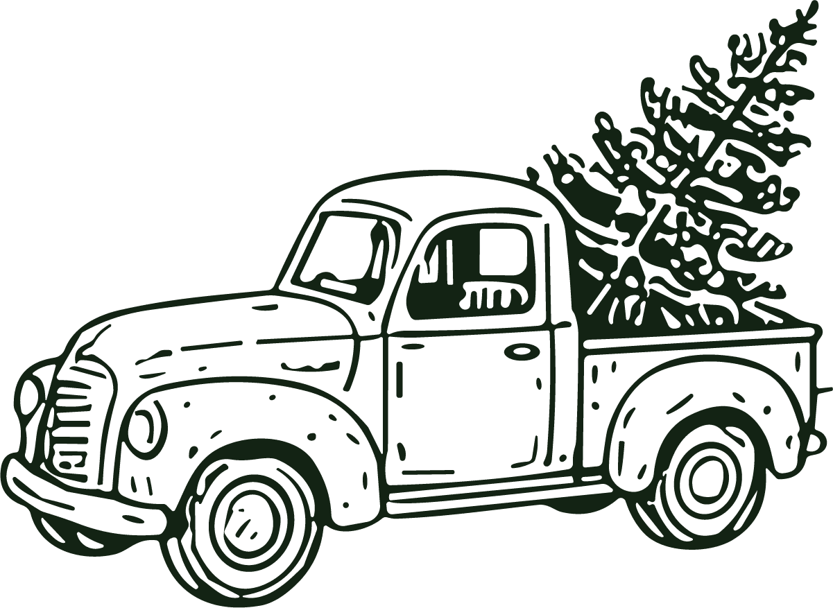 Vintage Truck with Tree SVG Rustic Holiday Vector - Image 1