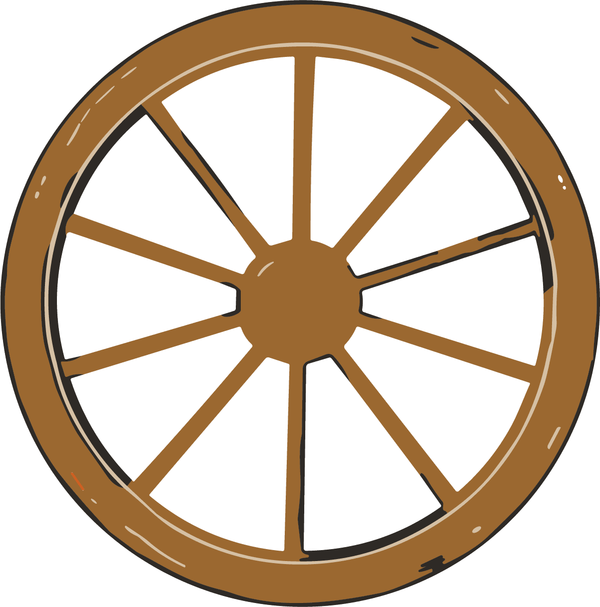 Wagon Wheel SVG Rustic Hand-Drawn Vector - Image 1