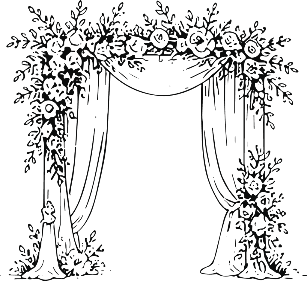 Wedding Arch SVG Floral Line Sketch Vector